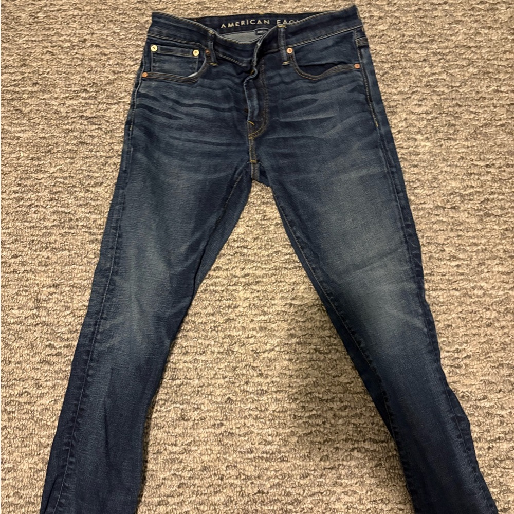 American Eagle Outfitters Men's Dark Blue Skinny Jeans